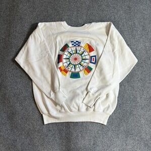 Vintage Ultra Sweats Sweatshirt Mens XL White Fleece Nautical Compass Graphic‎